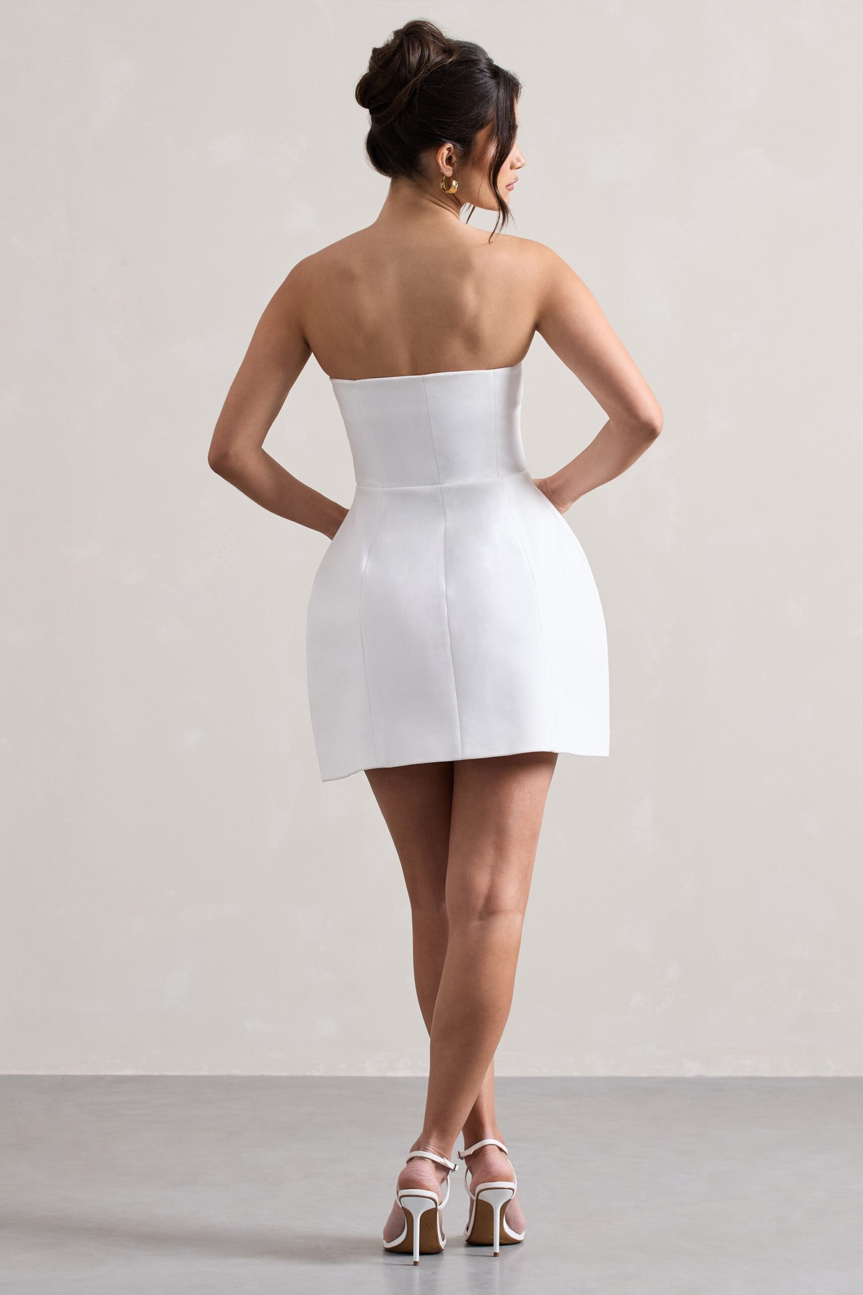 Anniston | White Bandeau Tailored Buttoned Mini Dress - Image 2